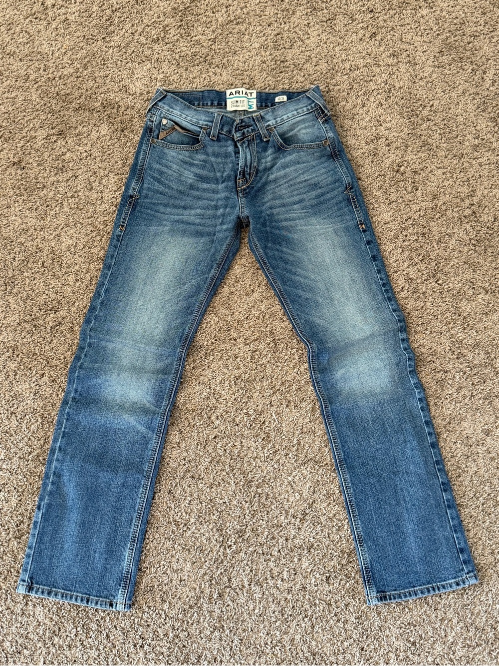 Ariat Medium Blue Slim Straight Denim Jeans 30x34 M7